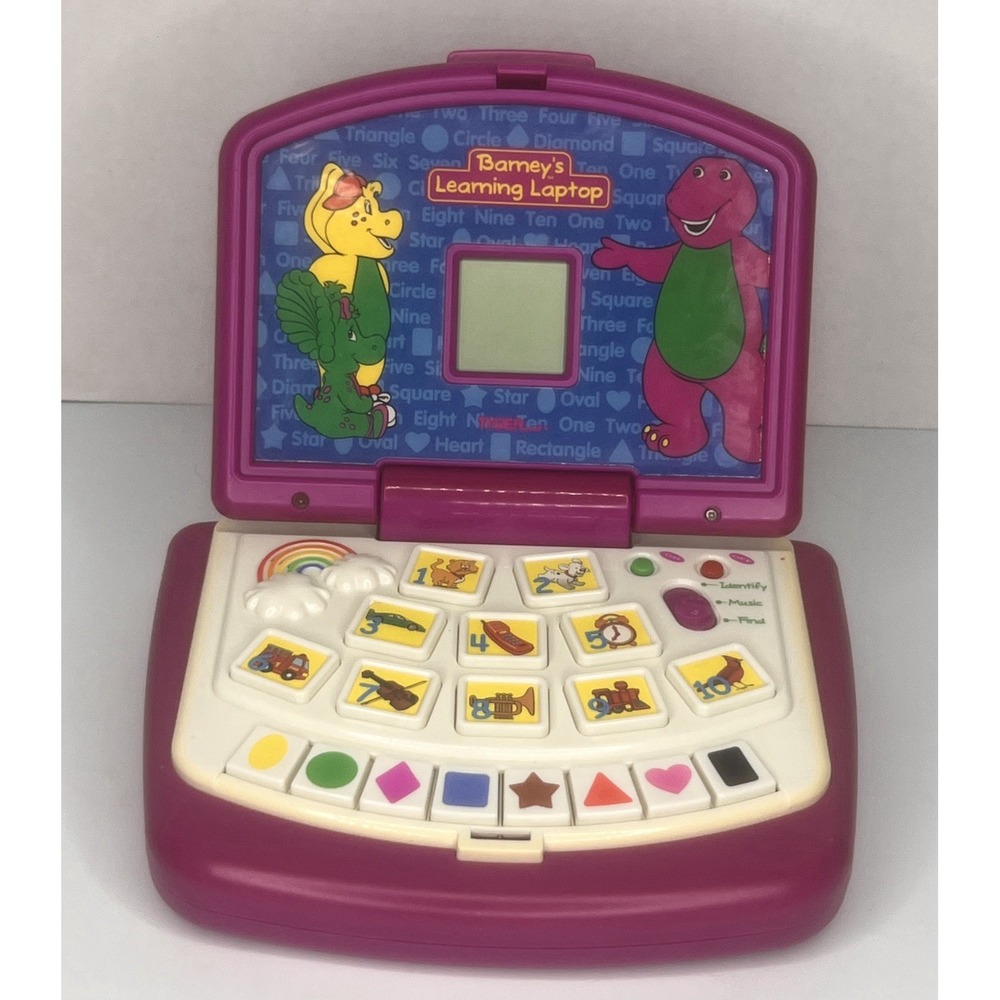 Vintage Barney's Learning Laptop 1999 Interactive Tiger Toy Educational WORKS